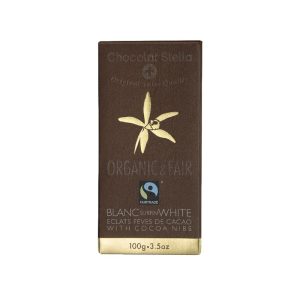 CHOCOLATE BIO 100g WHITE WITH COCOA NIBS - Image 1