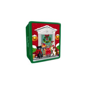 EMBOSSED SNOWY CATS ON A DOORSTEP TIN 300g - Image 1